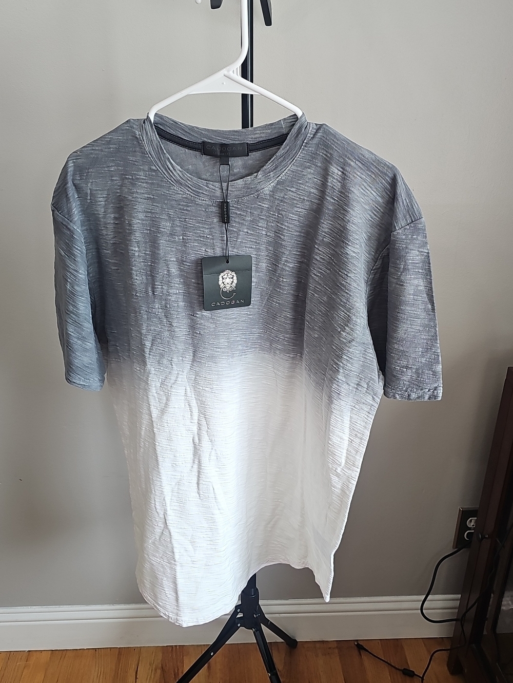 Casual Gradient Crewneck T-Shirt - Gray & White